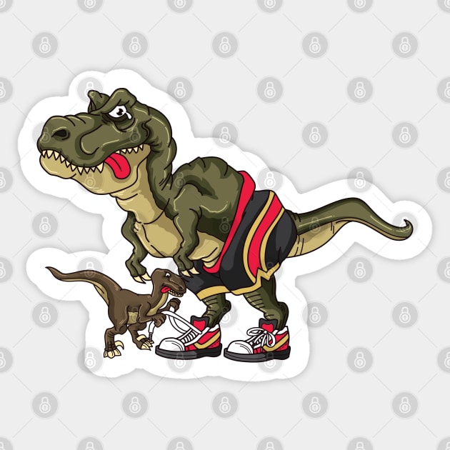 Funny Trex Trying to Tie Laces Velociraptor Sticker by ghsp